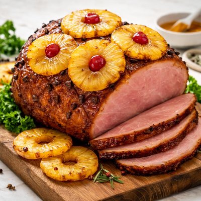 Baked ham with pineapple