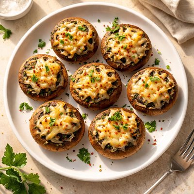 Baked mushrooms with cheese