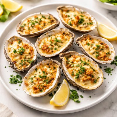 Baked oysters with cheese
