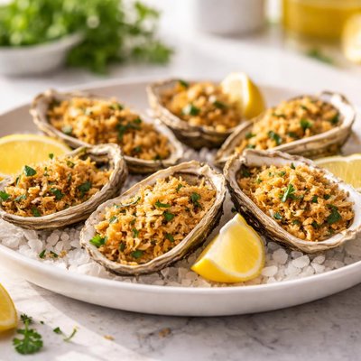Baked oysters with panko bread