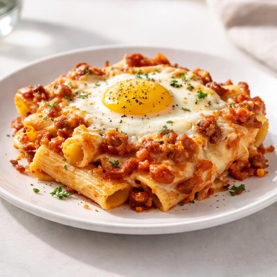 Baked pasta with egg