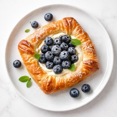 Baked pastry with cheese and blueberry