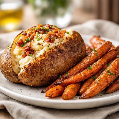Baked potato and carrot