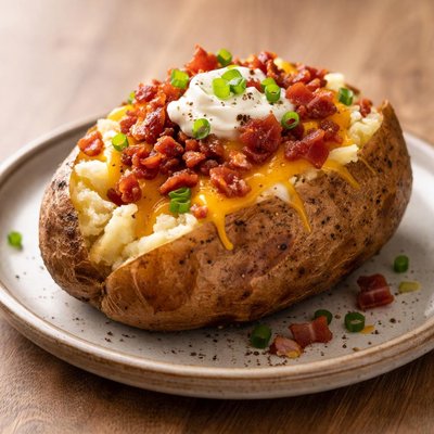 Baked potato with bacon
