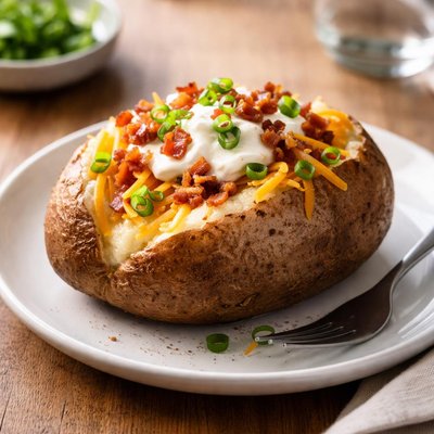 Baked potato with sauce