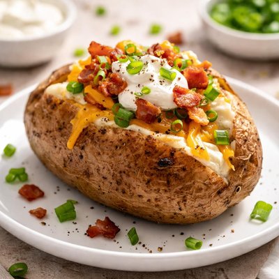 Baked potato with toppings