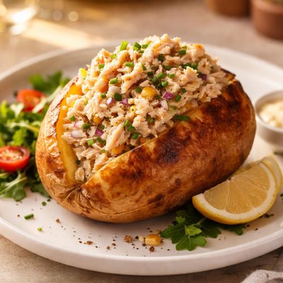 Baked potato with tuna salad