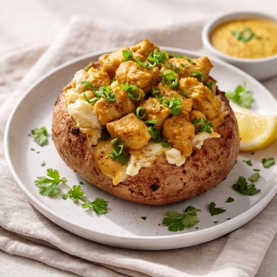 Baked potatoe with curry chicken