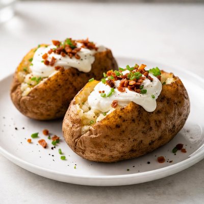 Baked potatoes with sour cream