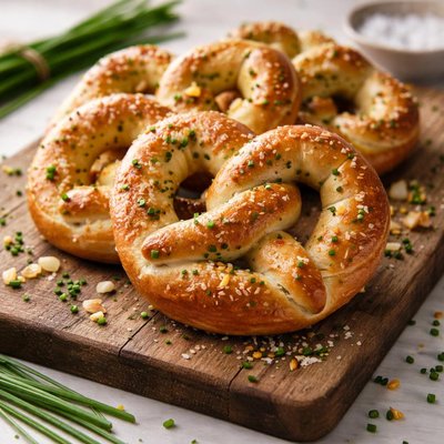 Baked pretzels onion and chive