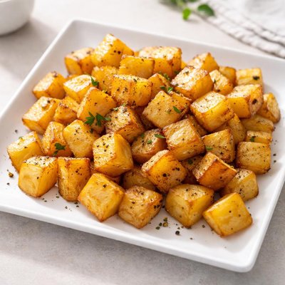 Baked regular potato cubes