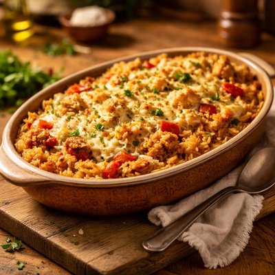 Baked rice dish