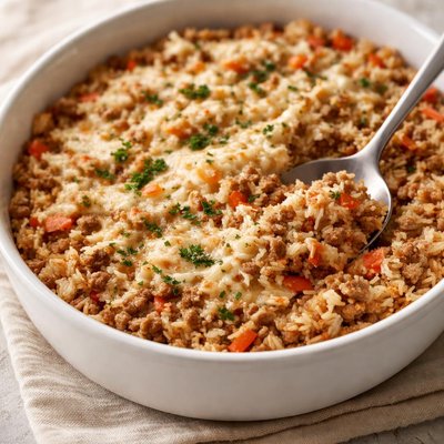 Baked rice with ground meat