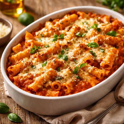 Baked ricotta cheese rigatoni