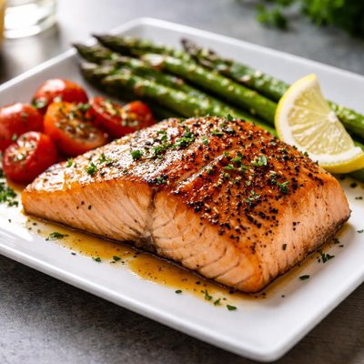 Baked salmon with honey mustard glaze