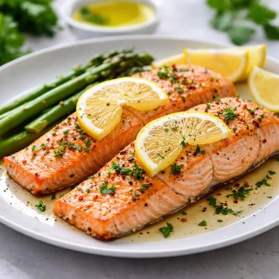 Baked salmon with lemon