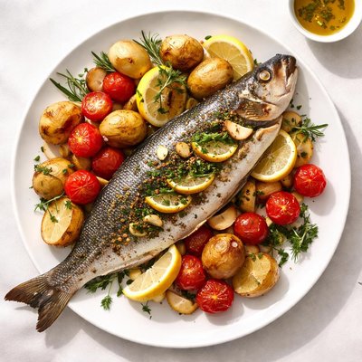 Baked seabass