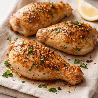 Baked skinless chicken leg