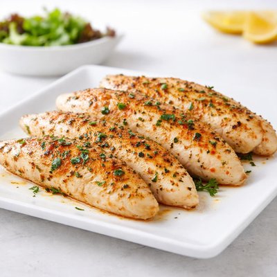 Baked skinless chicken tenderloin