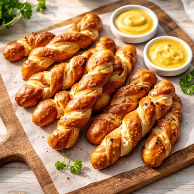 Baked squeezed pretzels