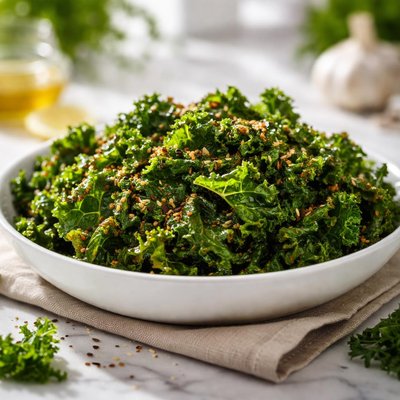 Baked steamed kale