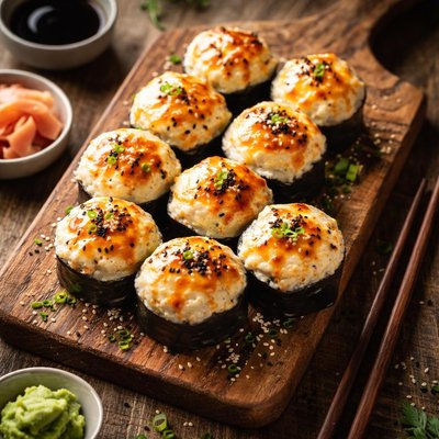 Baked sushi with mayonnaise