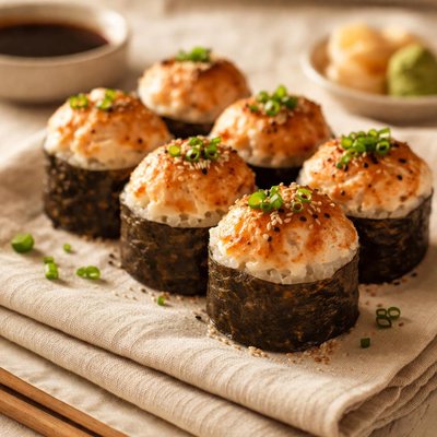 Baked sushi with salmon