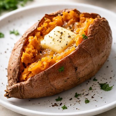 Baked sweet potato with butter