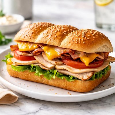Baked turkey sandwich
