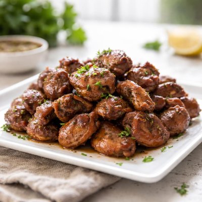 Baked unbreaded chicken gizzards