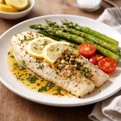 Baked white fish filet