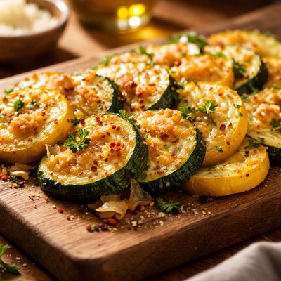 Baked zucchini and summer squash with cheese