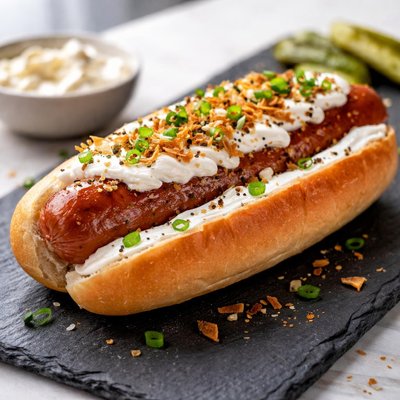Ballpark hotdog with cream cheese