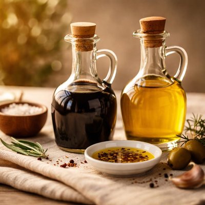 Balsamic vinegar and olive oil