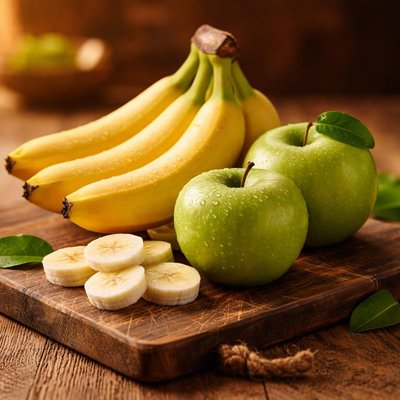 Banana and  green apple