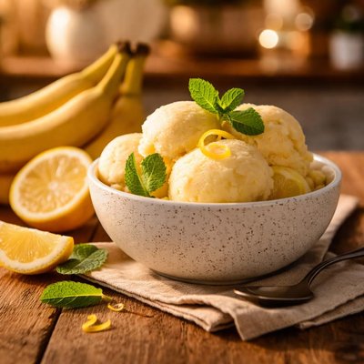 Banana and lemon sorbet