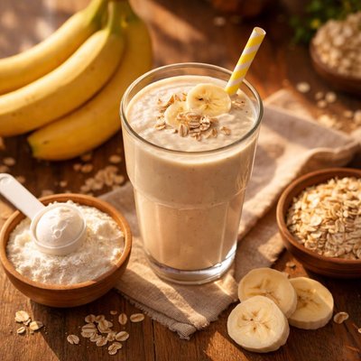 Banana and whey protein smoothie