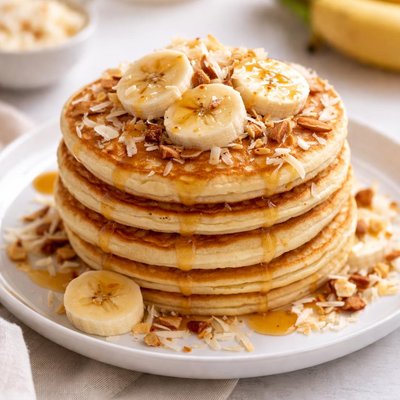 Banana coconut pancakes