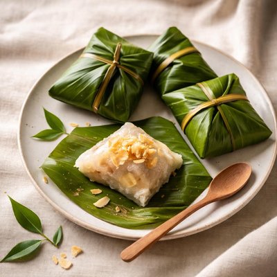 Banana leaf wrapped dessert