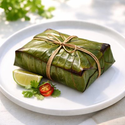 Banana leaf wrapped item