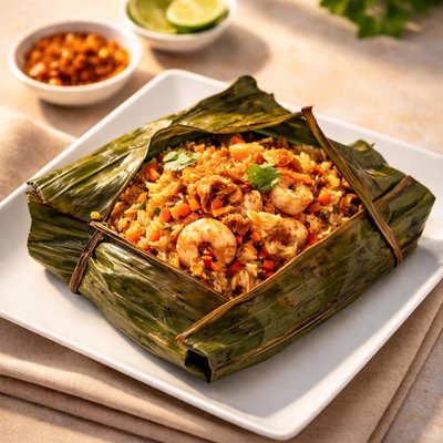 Banana leaf wrapped rice
