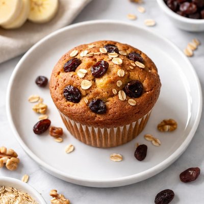 Banana muffin with raisins