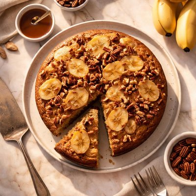 Banana pecan cake