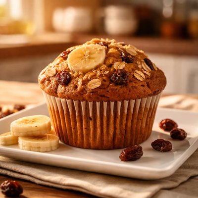Banana raisin muffin
