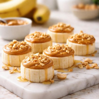 Banana slice with peanut butter