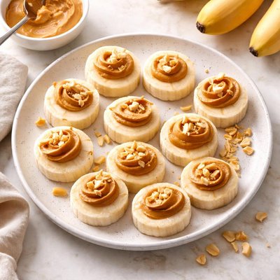 Banana slices with peanut butter