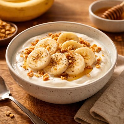 Banana slices with yogurt