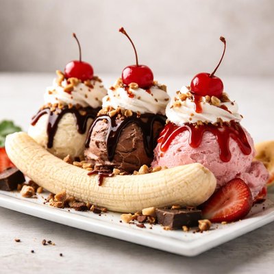 Banana split ice cream