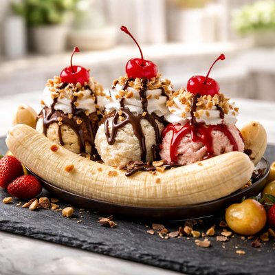Banana split sundae
