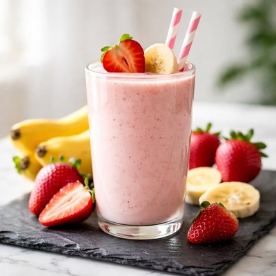 Banana strawberriesmilk shake